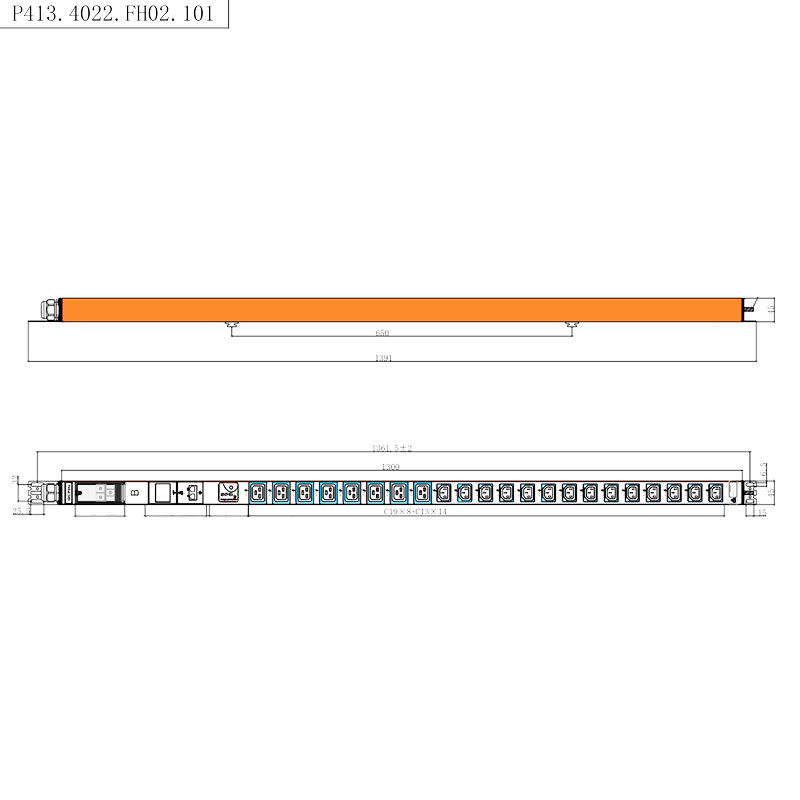 22 de prize IEC C13 IEC C19 1.5U PDU cu protecție la supratensiune Instalare verticală PDU rack echipată cu contorizare RS485, care poate fi schimbată la cald