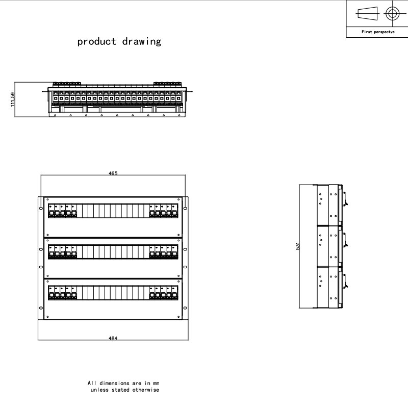 9U Breaker Rack Orizontal Pdu Gri