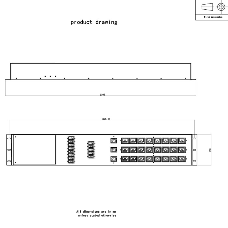 Trifazat 27 Prize C13 C19 Întrerupător Vertical Pdu