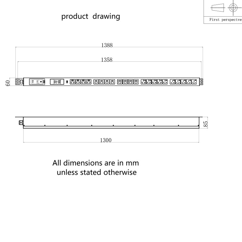 Indicator vertical cu 22 de prize Protecție la supratensiune Rack comutat Pdu