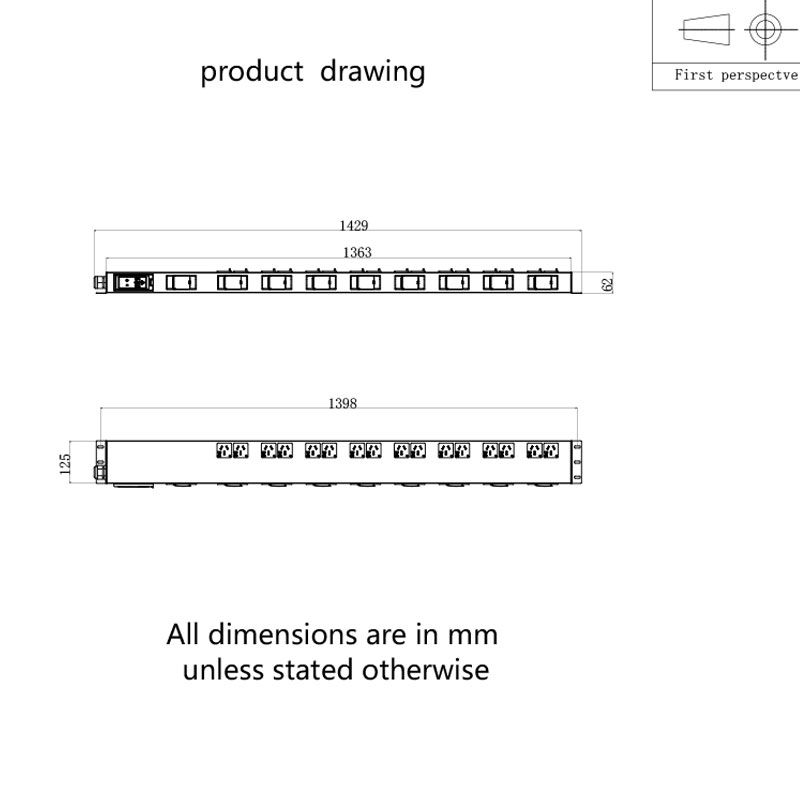 Rack comutat întrerupător vertical cu 16 prize Pdu