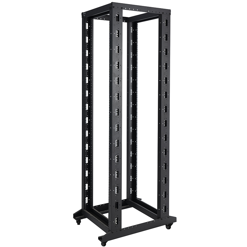 Rack deschis reglabil cu 4 stâlpi negru 18U-47U