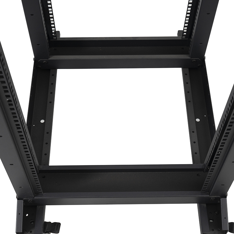 Rack deschis reglabil cu 4 stâlpi negru 18U-47U