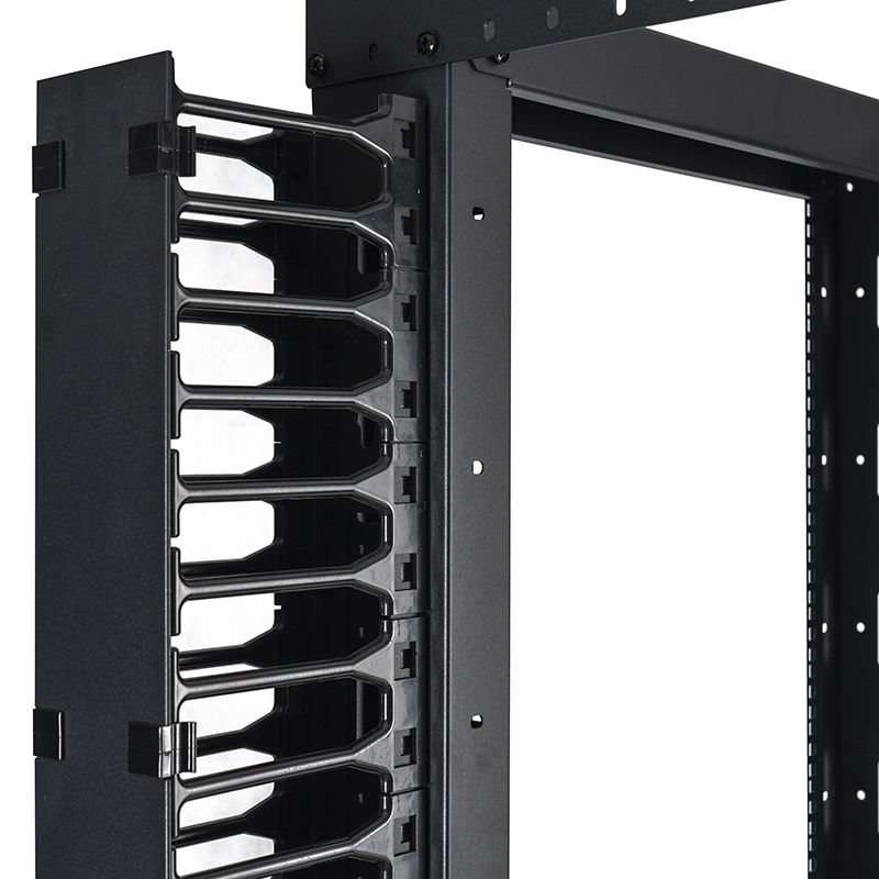 Rack deschis reglabil cu 4 stâlpi negru 18U-47U