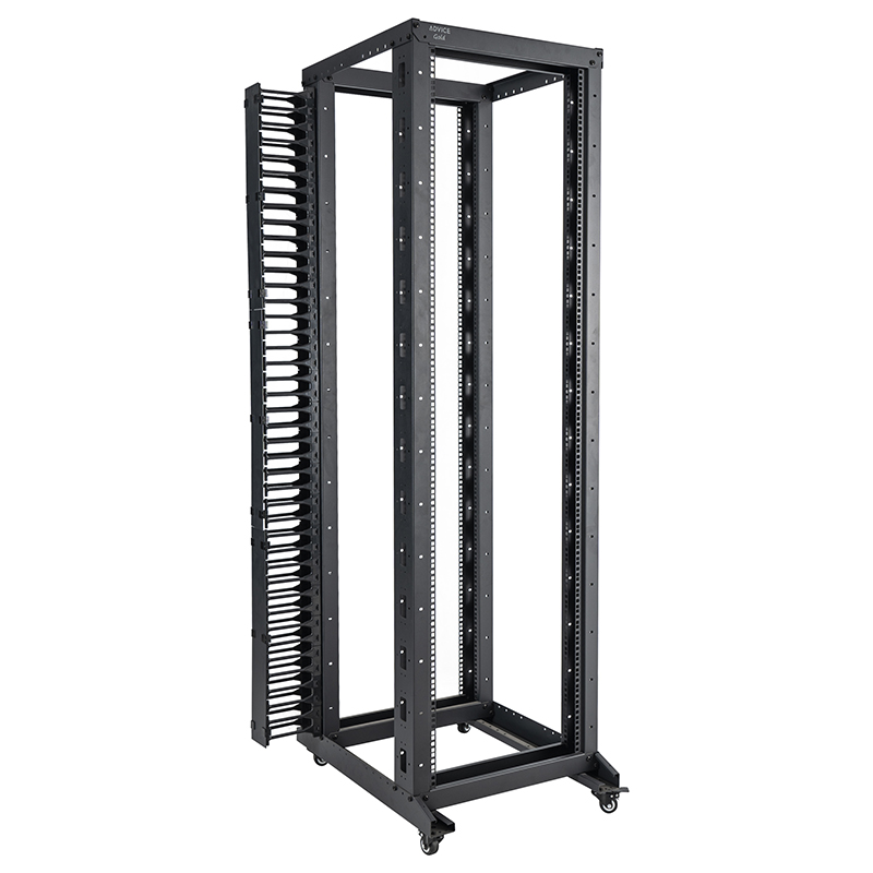 Rack deschis reglabil cu 4 stâlpi negru 18U-47U